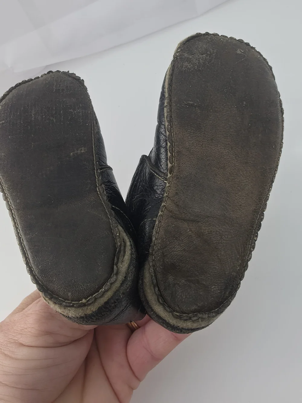 Antique 40s Baby Shoes Classic Black Soft Leather Mary Jane Kids Shoes